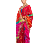 Gulkand Lehariya Saree | Aari Gottapati Work on Chinon | Jaipurio Designer Collection